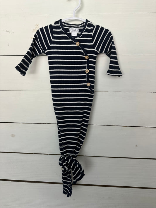 0-3M - Mud Pie - Navy Blue Striped Gown