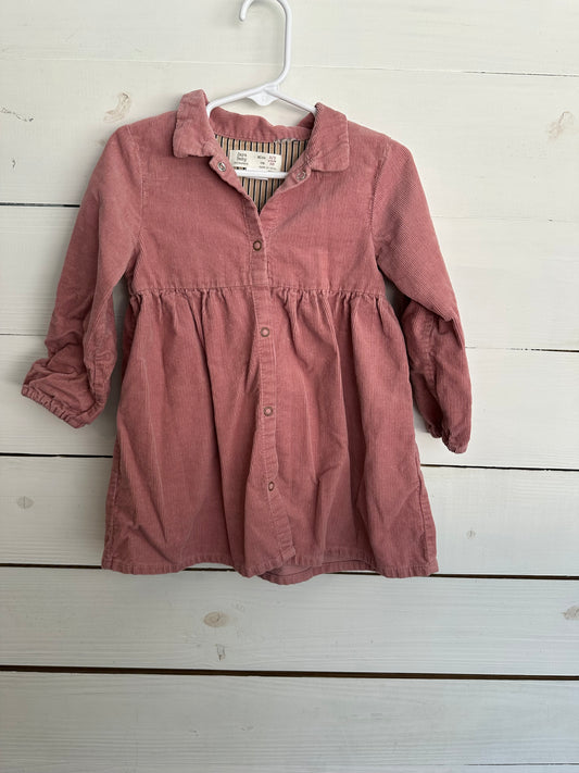 2-3Y - Zara Pink Corduroy Dress