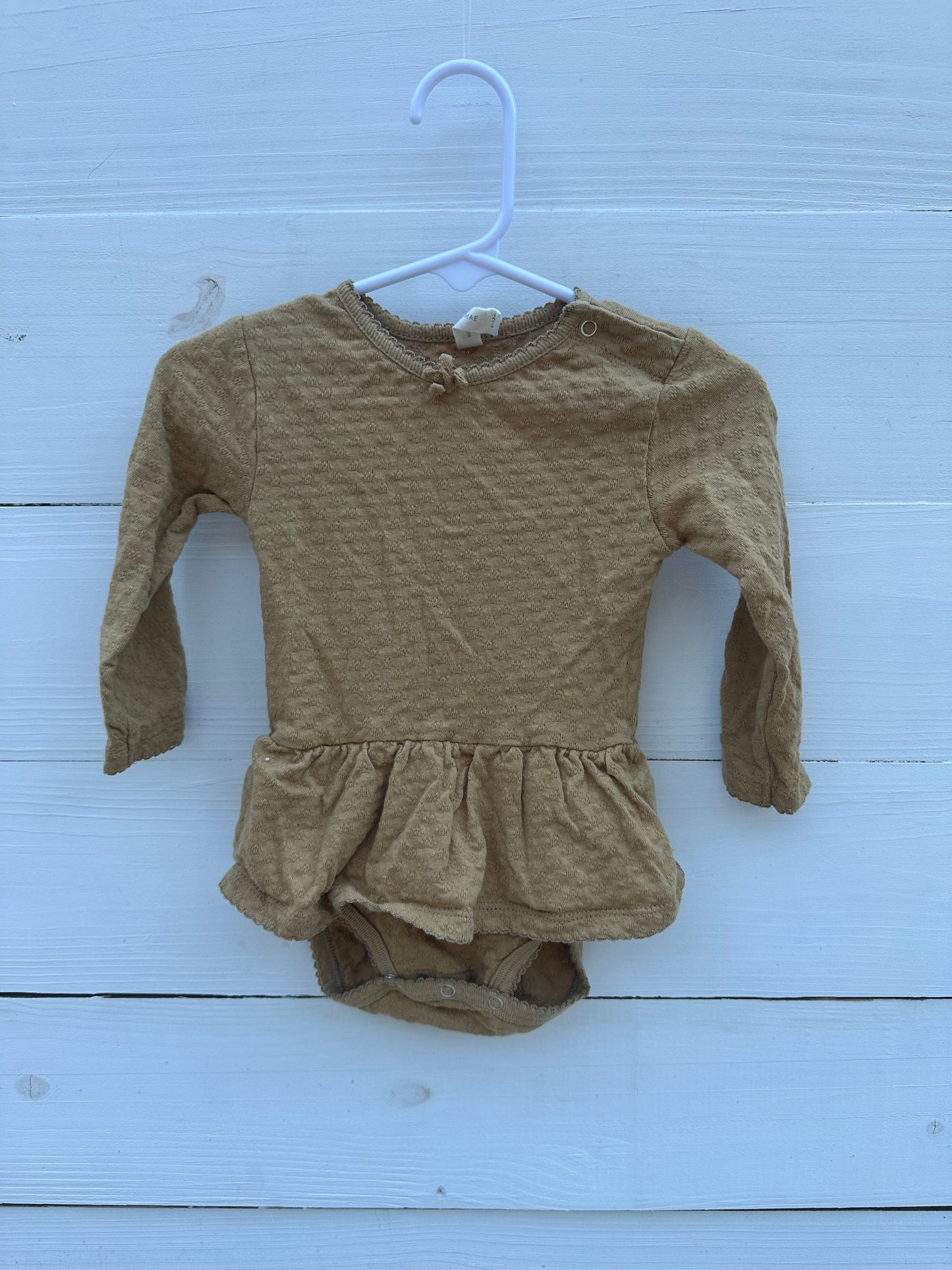 6/12m - Quincy Mae - Mustard Ruffled Bubble/Onesie