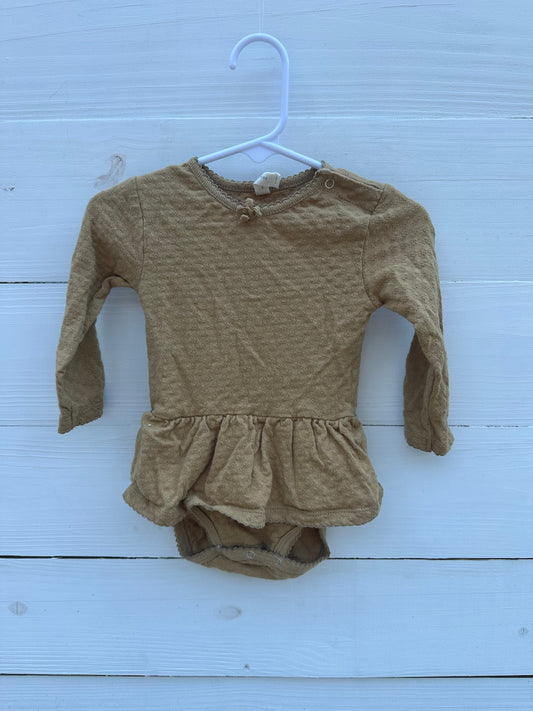 6/12m - Quincy Mae - Mustard Ruffled Bubble/Onesie