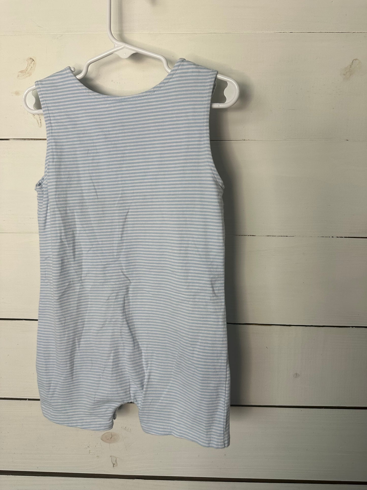 2T - Stichy Fish Blue Striped Jon Jon with Blue Octopus Appliqued