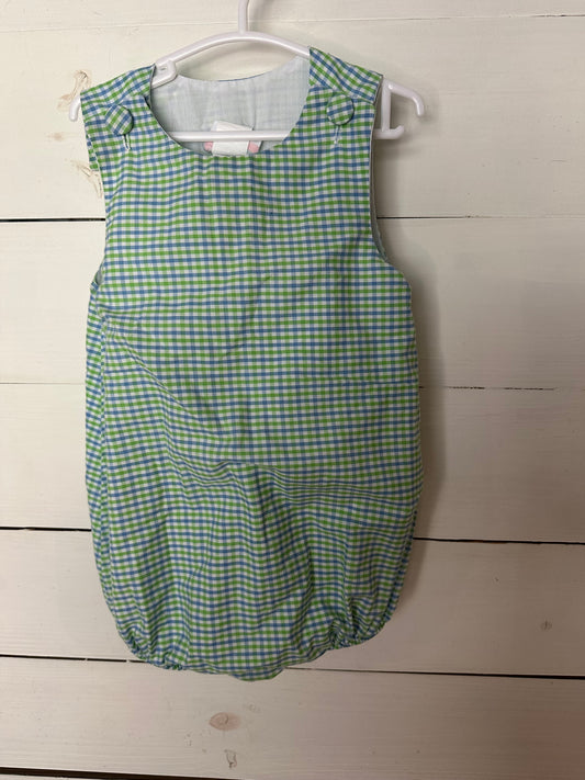 2T - Stichy Fish Blue and Green Gingham Bubble