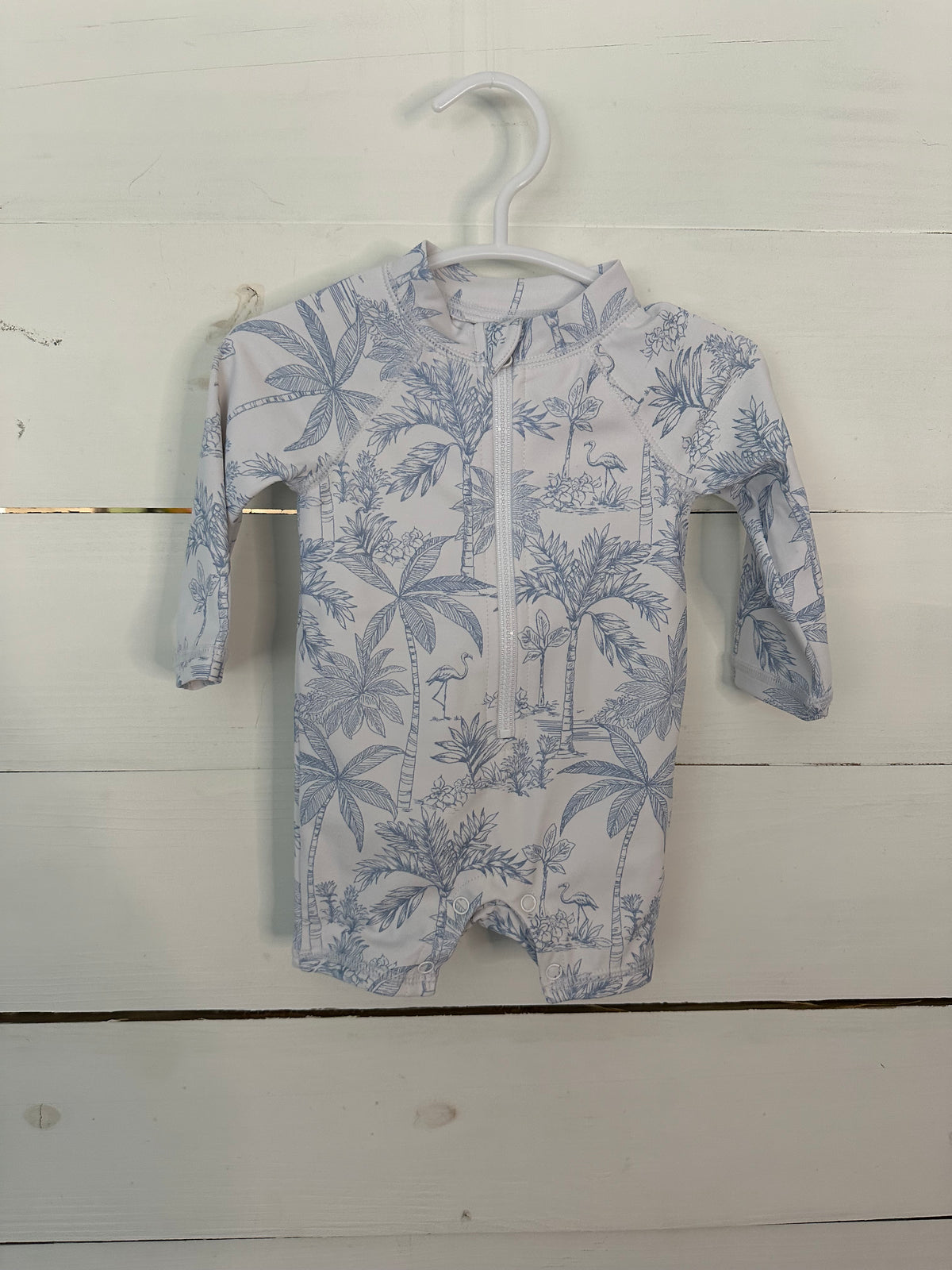 0-3M - Janie & Jack Swimsuit - Blue Palms & Flamingos
