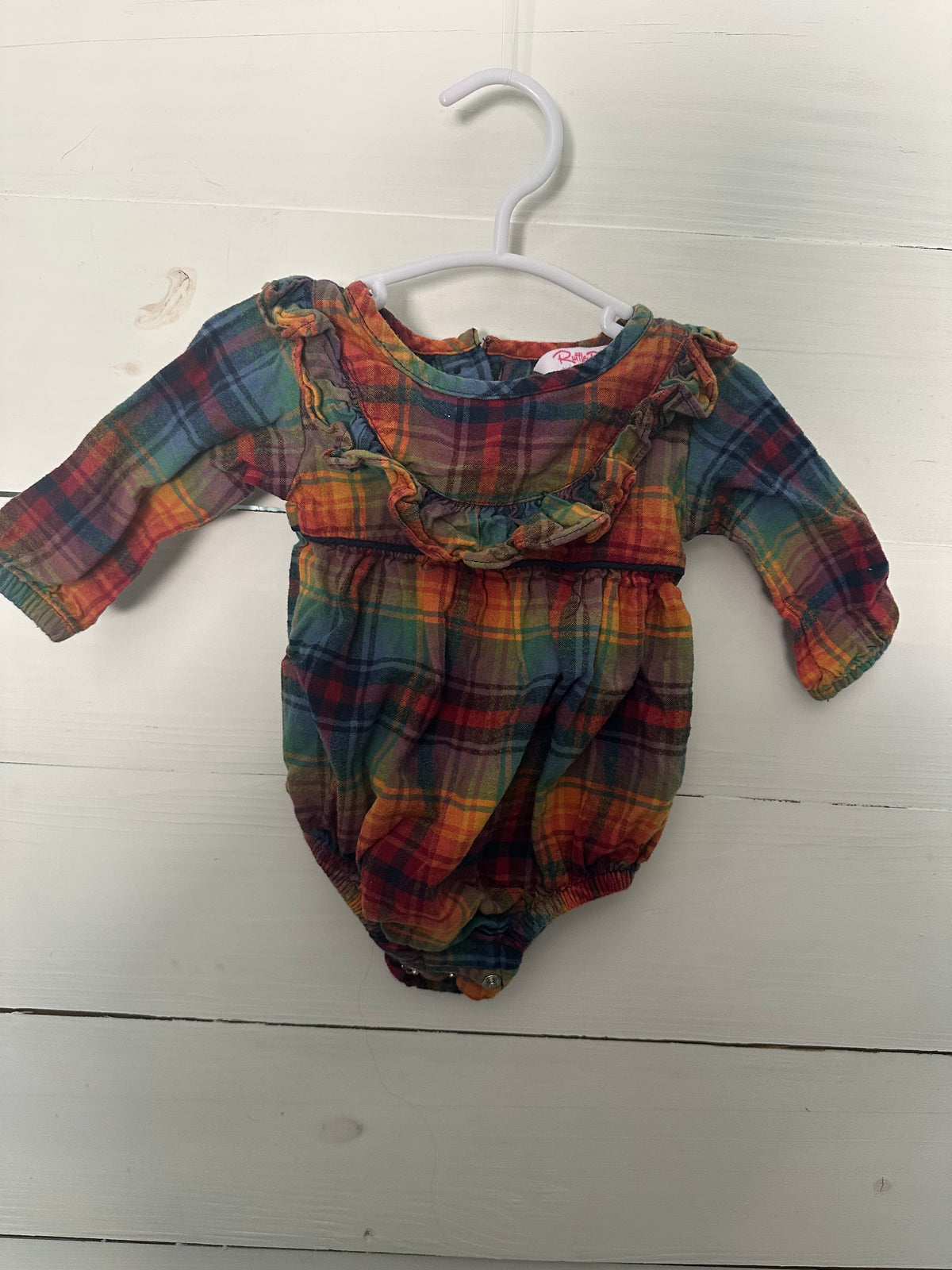 0-3M - Ruffle Butts Fall Plaid Bubble with Ruffle Bottom
