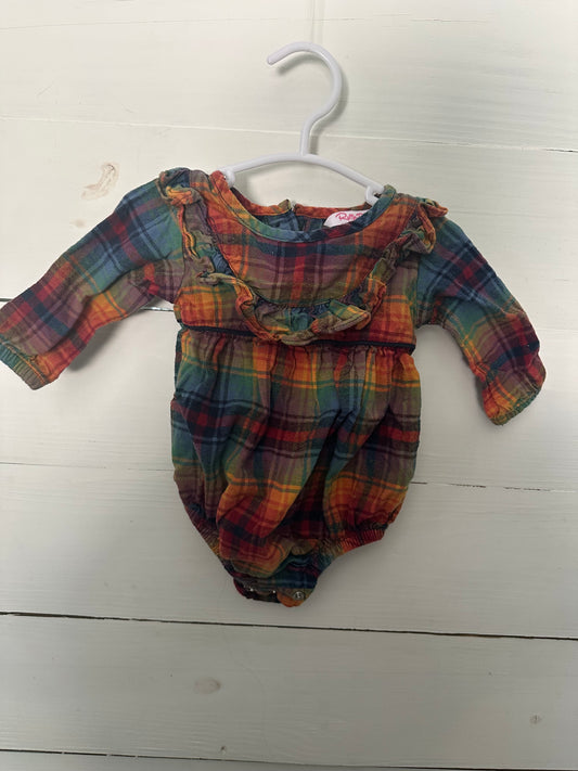 0-3M - Ruffle Butts Fall Plaid Bubble with Ruffle Bottom