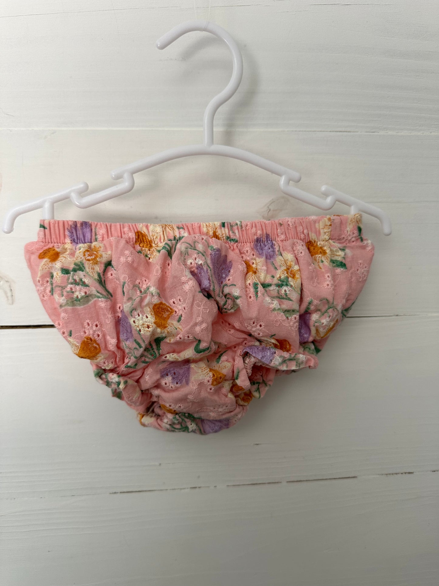 -18M - Angel Dear Pink Eyelet Floral Top & Bloomer Set