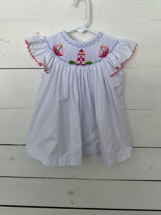 2T Shrimp & Grits Kits - Pink Sailboats and Lighthouse Smocked Dress