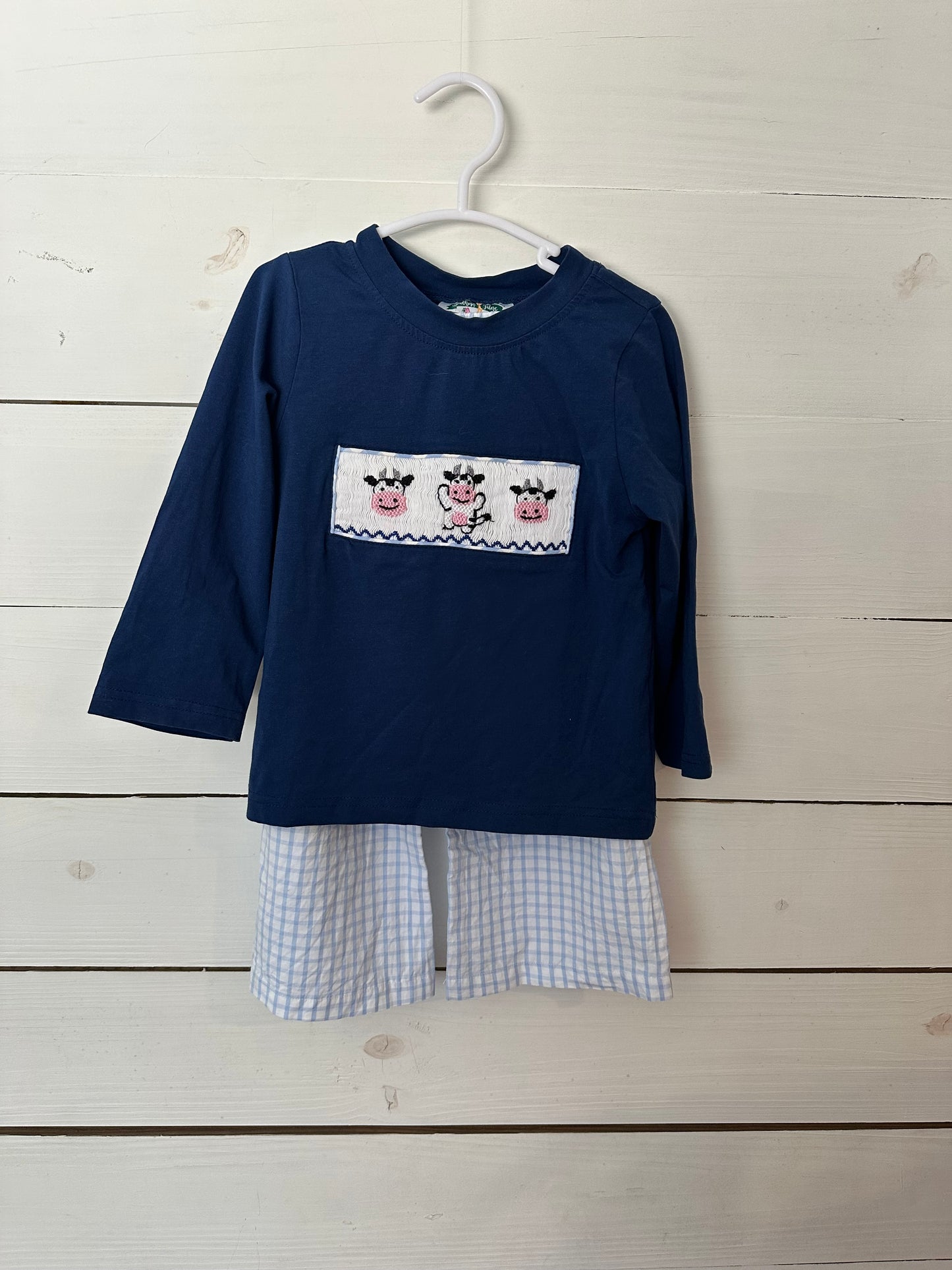 2T - Southern Taters Smocked Cow 2 Piece Set