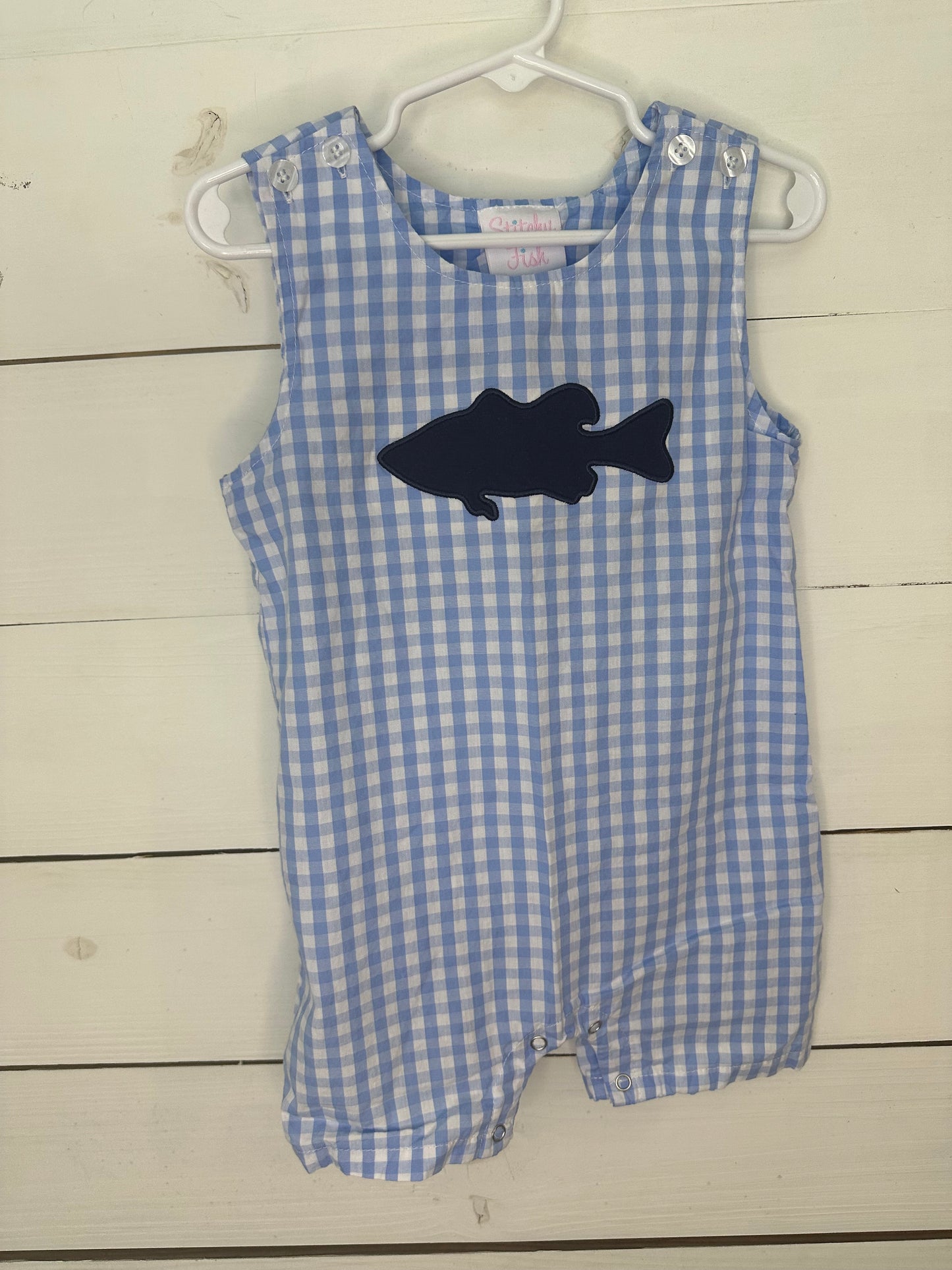 2T - Stitchy Fish Blue Gingham Fish Jon Jon
