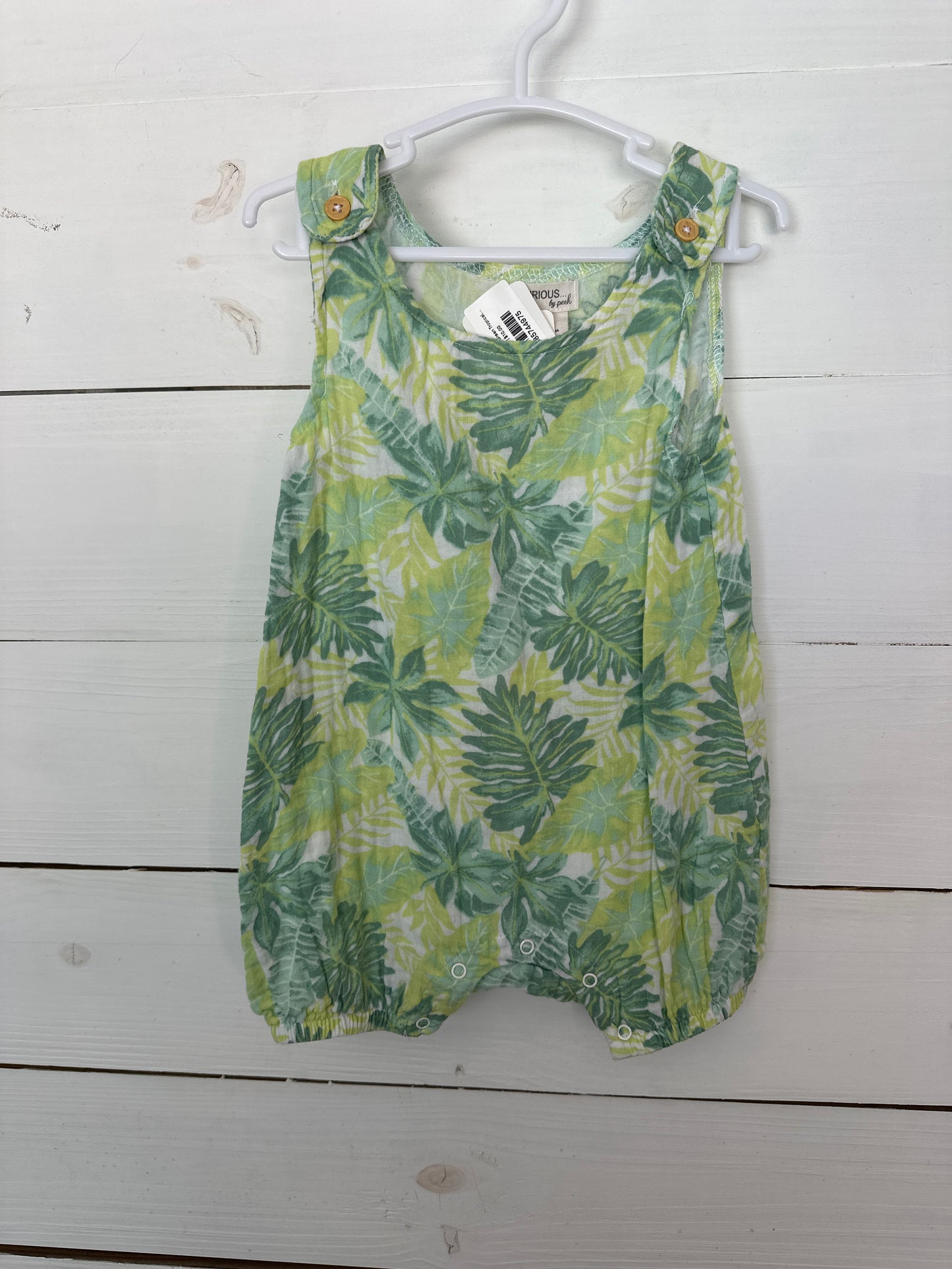 12M- Curious by Peek Green Tropical Romper