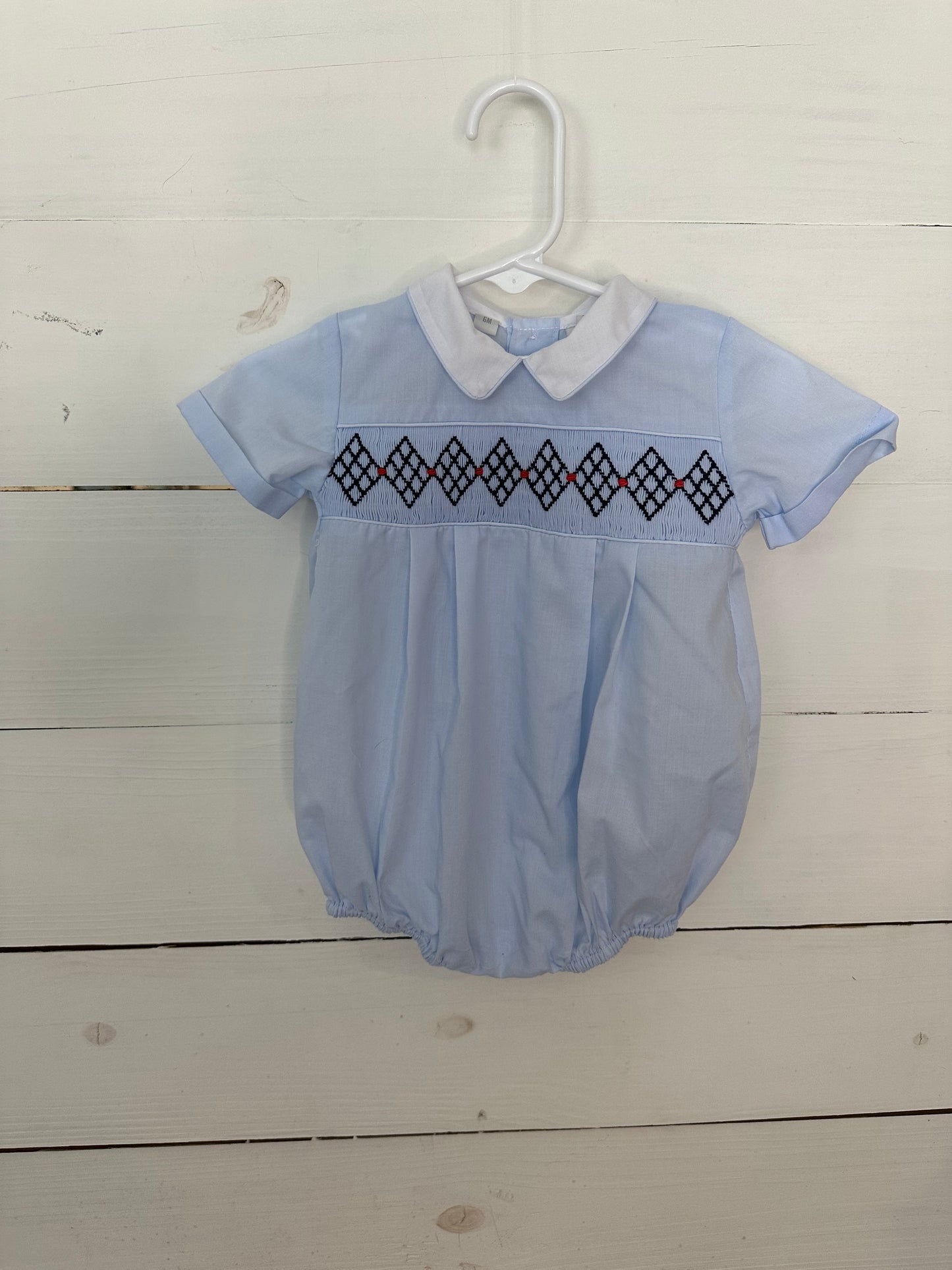 6M - Feltman Brothers Baby Blue Bubble with Smocked Design