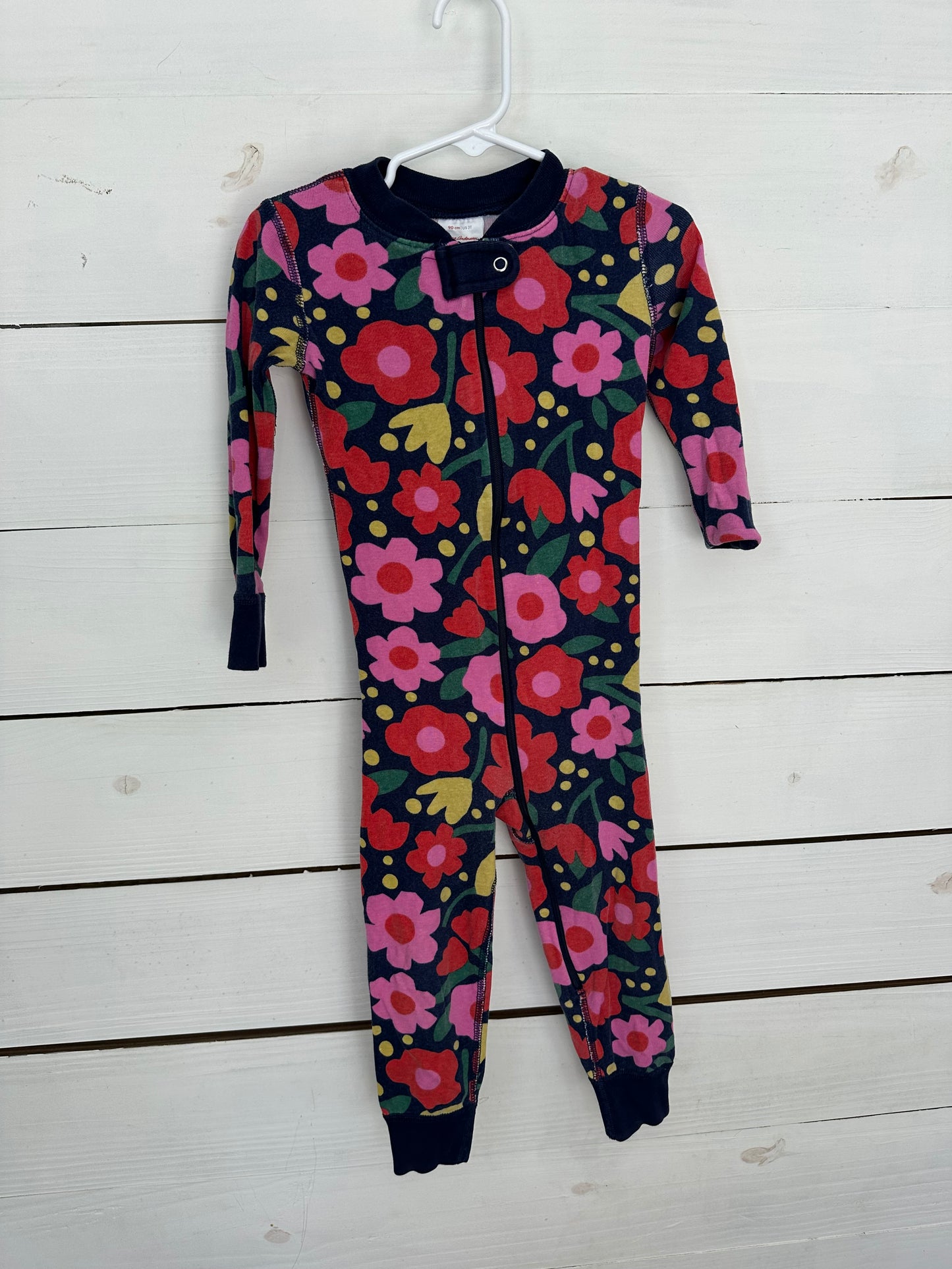 3T - Hanna Anderson - Navy and Floral Jammies