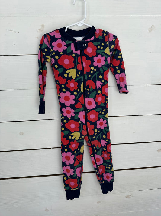 3T - Hanna Anderson - Navy and Floral Jammies