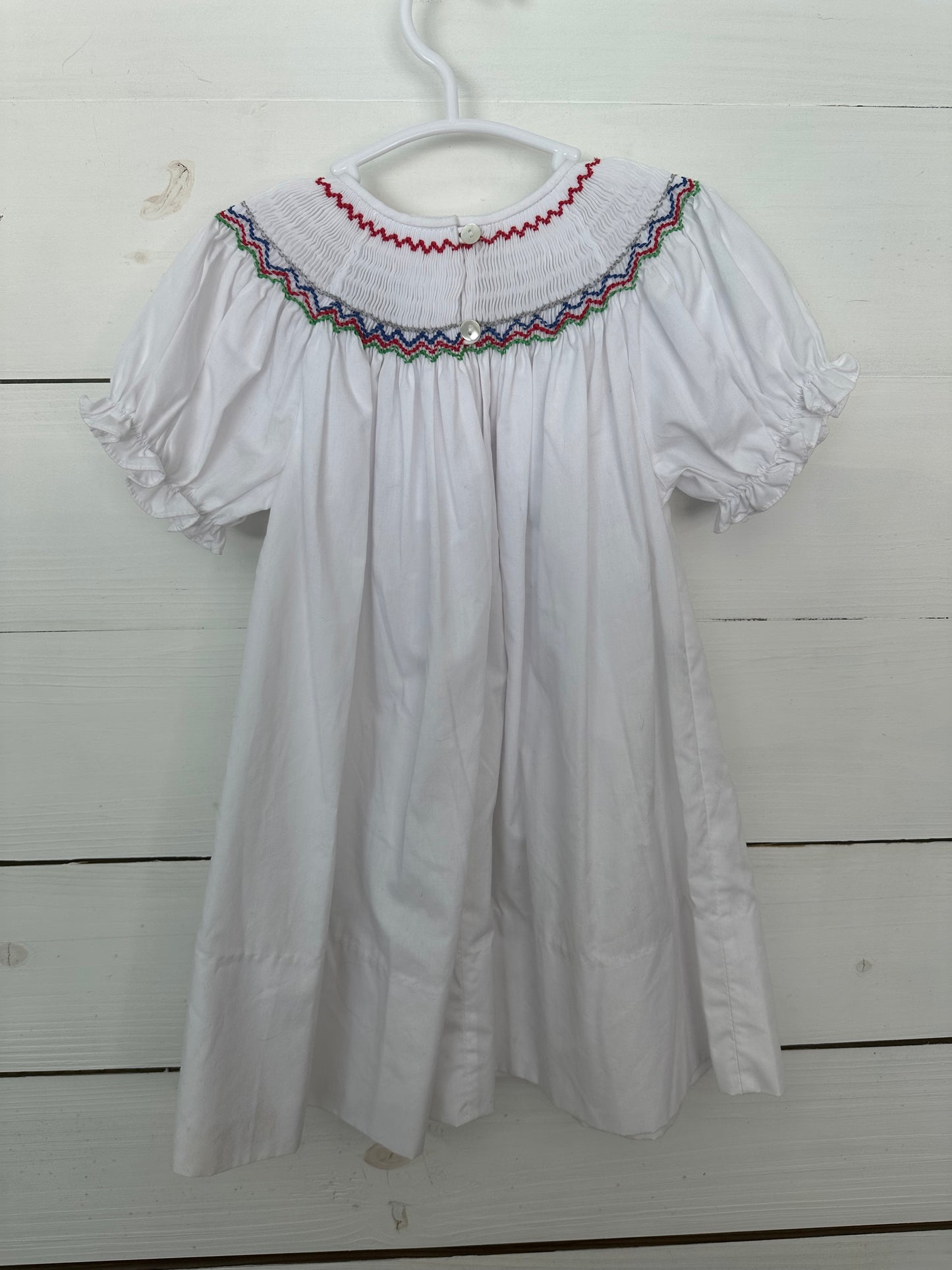 12M- Rosaline Collection - White Smocked Christmas Dress