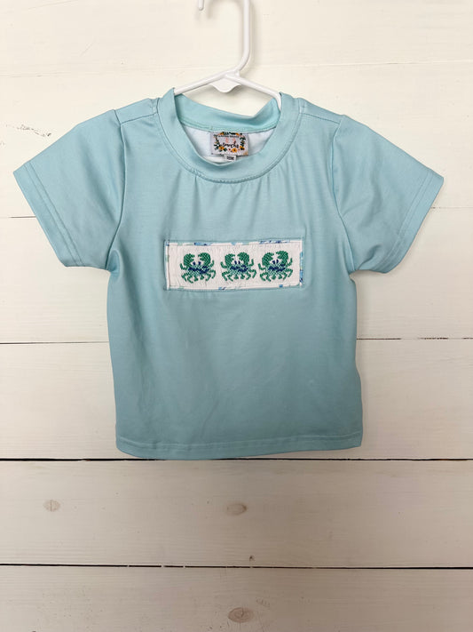 Saving Grace Smocks Blue Crab Smocked Short & Shirt Set
