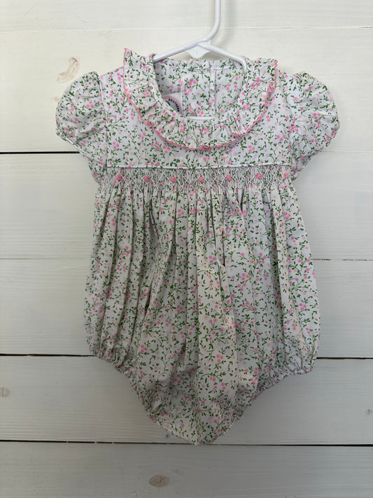 24/2T - Southern Smocked Company Pink Floral Smocked Bubble