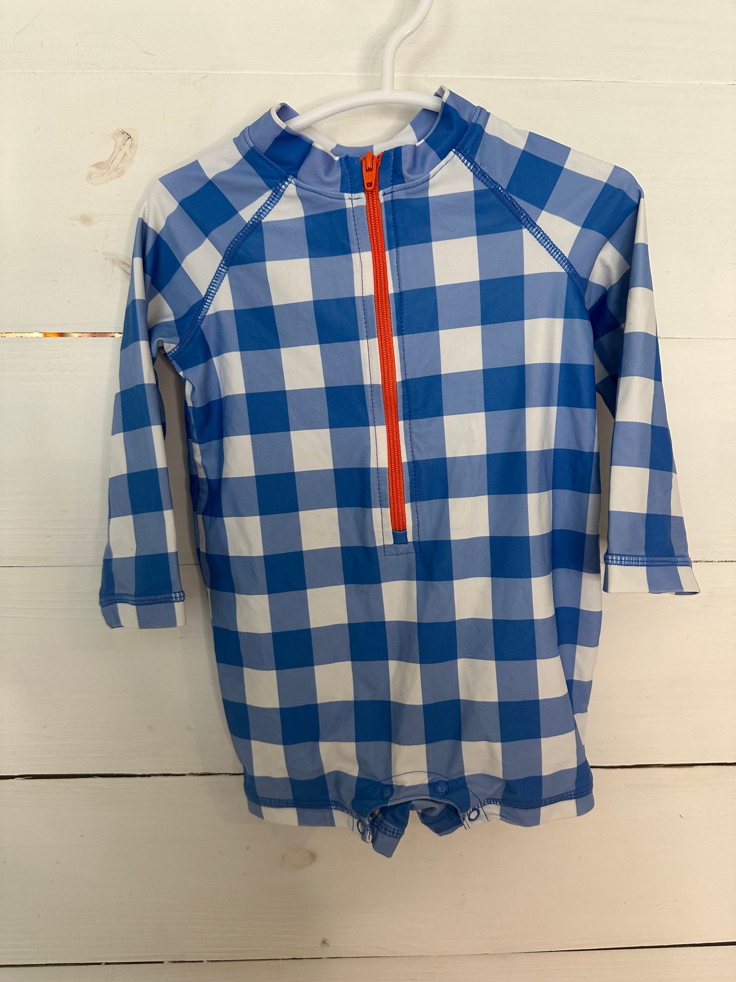 6-12M - Primary Blue Gingham Swimsuit