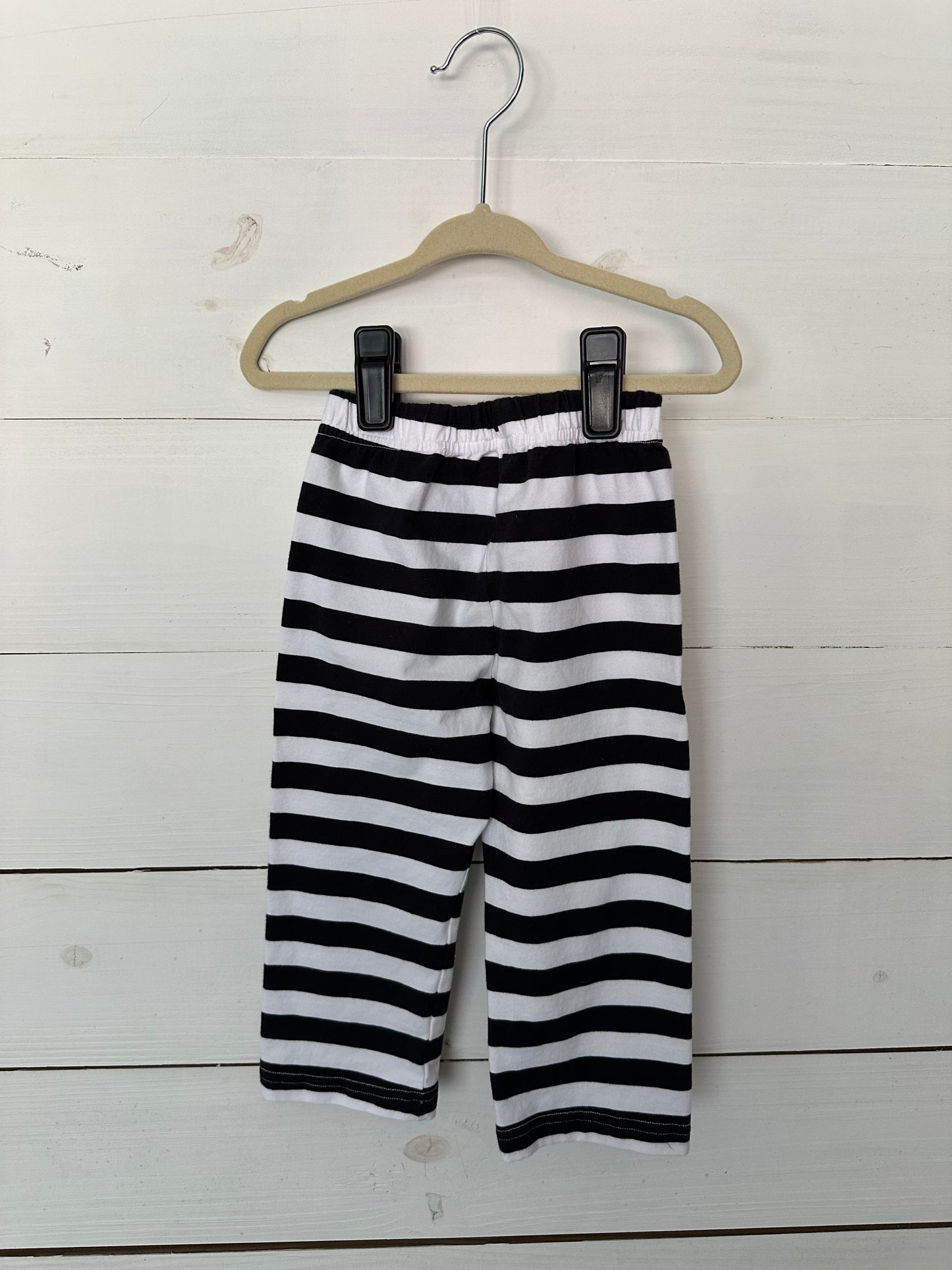 MK Designs - Black and white stripe pants with short sleeve smocked Halloween characters shirt