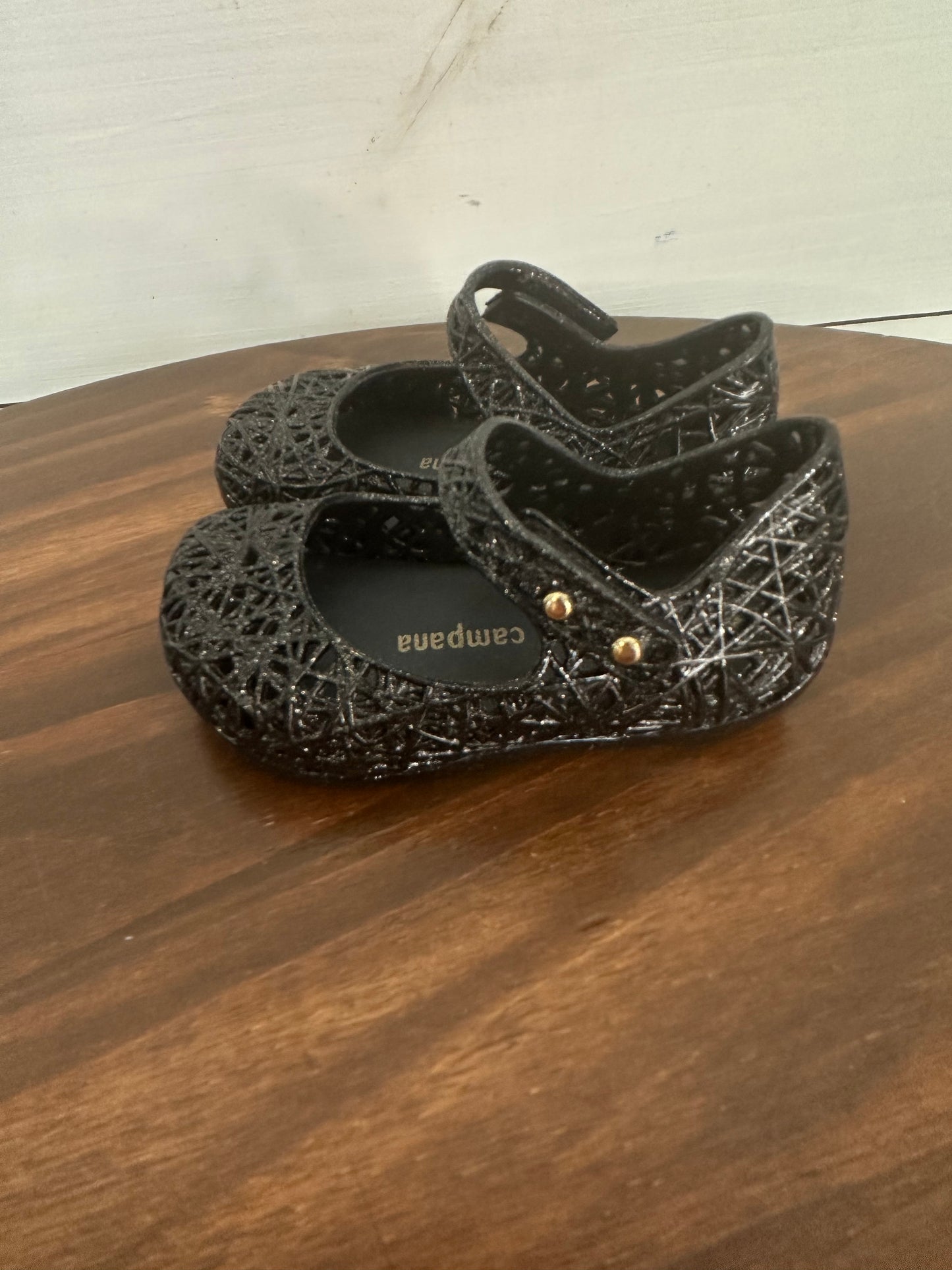 5 - Mini Melissa + Campano Black Sparkle Jelly Shoes