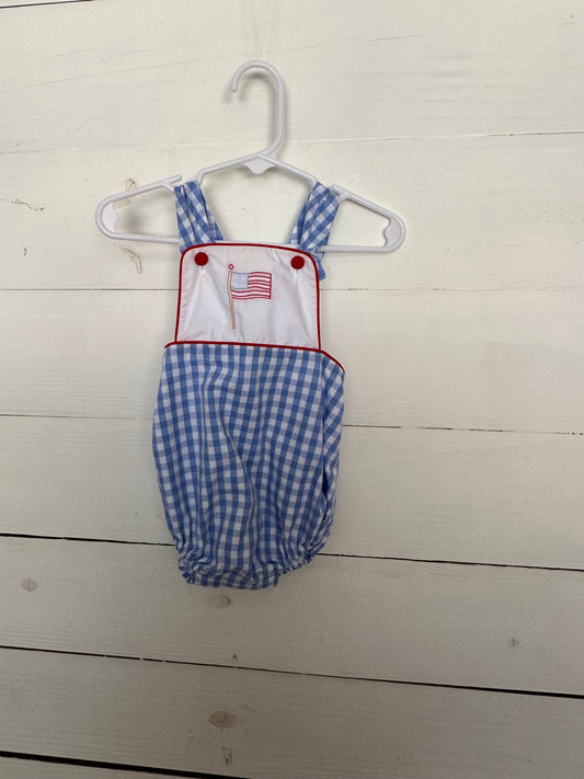 Little English: Red white and blue bubble with stitched American Flag