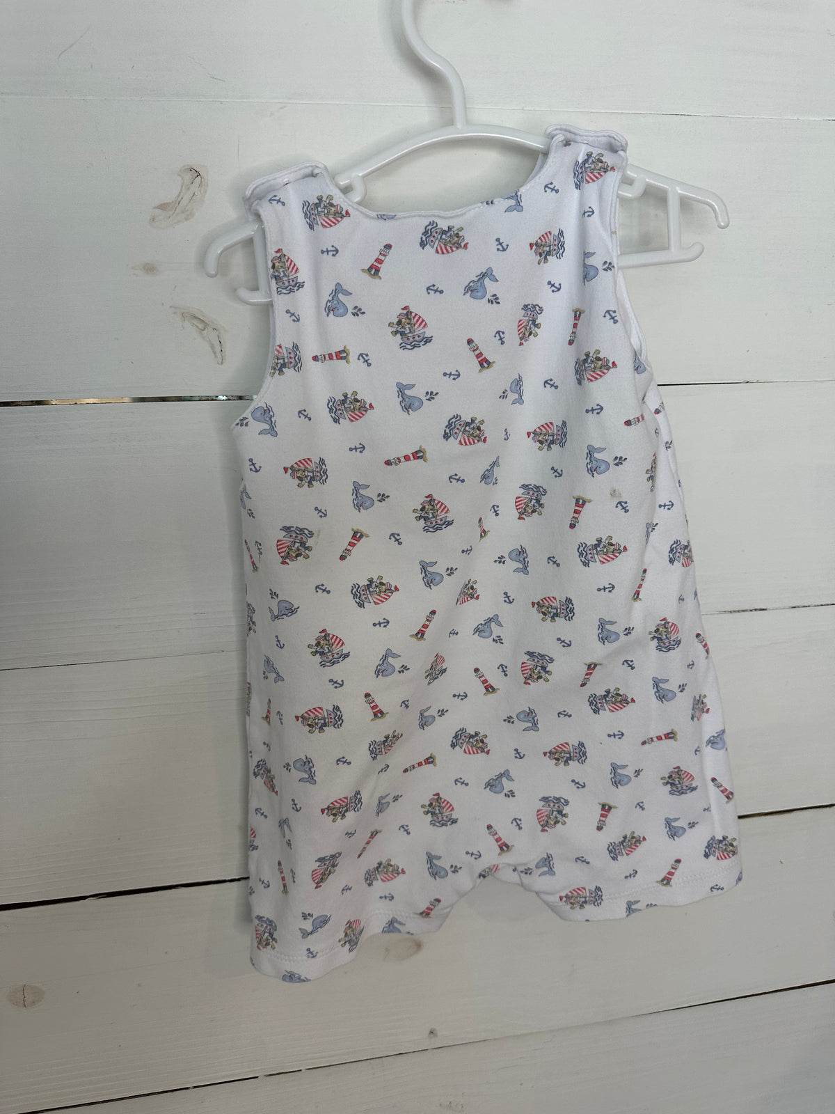 9M - Baby Threads Pima Cotton - Nautical Romper with Whales, Boats, & Puppies
