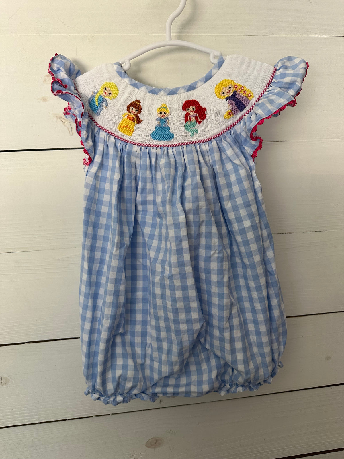 2T - Emma Blake Smocks Blue Gingham Smocked Princess Bubble