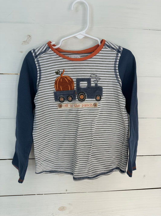 4T/5T - MudPie - Off to the patch shirt with appliqued truck and pumpkin