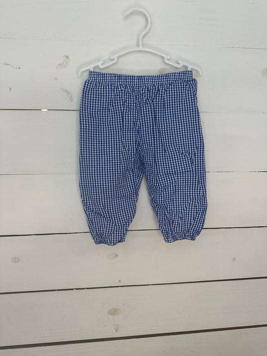 12m - Jelly Bean Lined Blue Gingham Pull On Pants