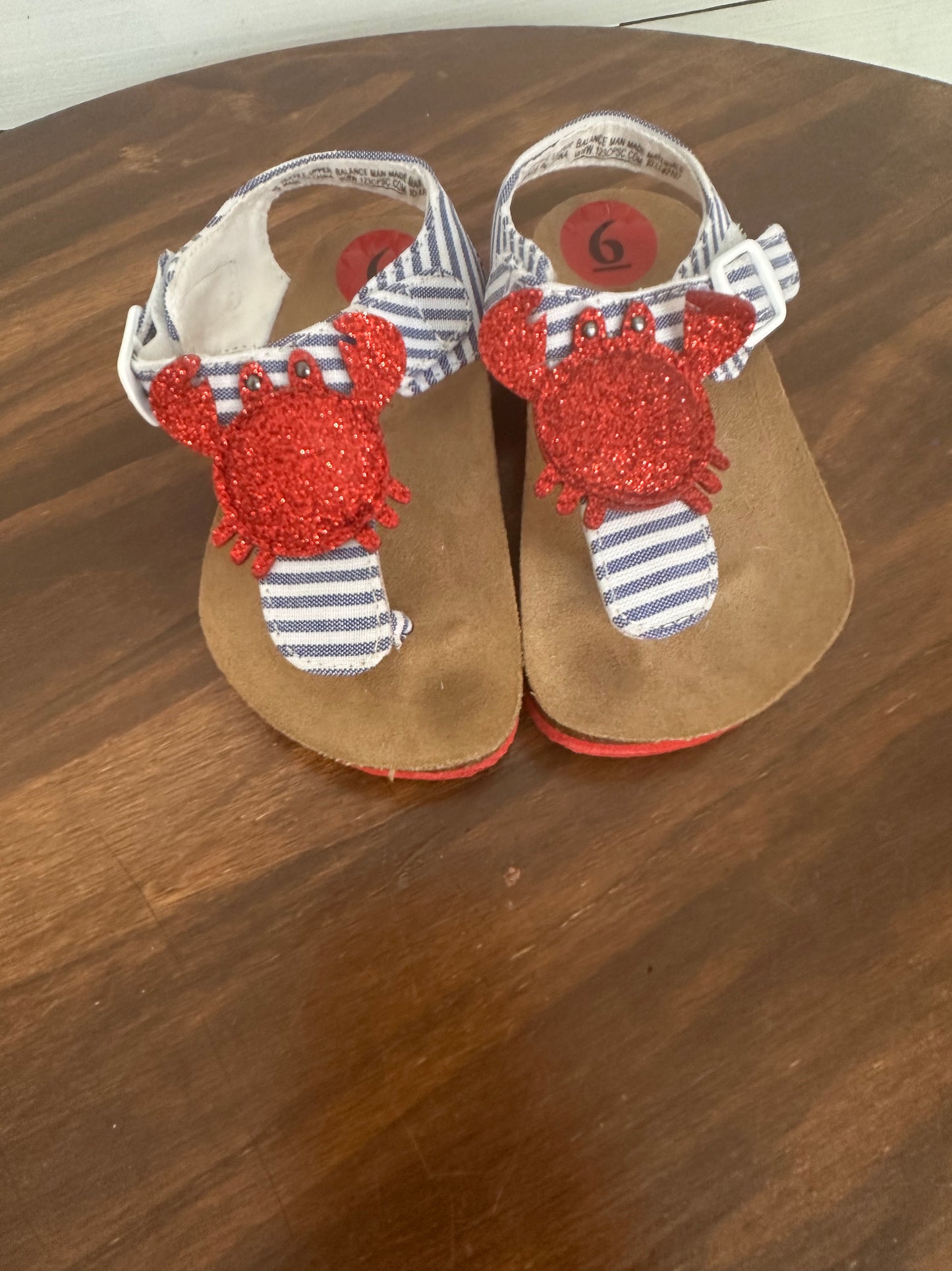 6 - Blue and White Striped Sandal with Glitter Crab