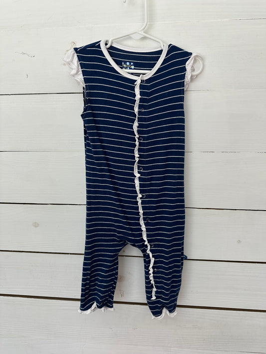 18-24M - Kickee Pants Navy Romper with White Frill