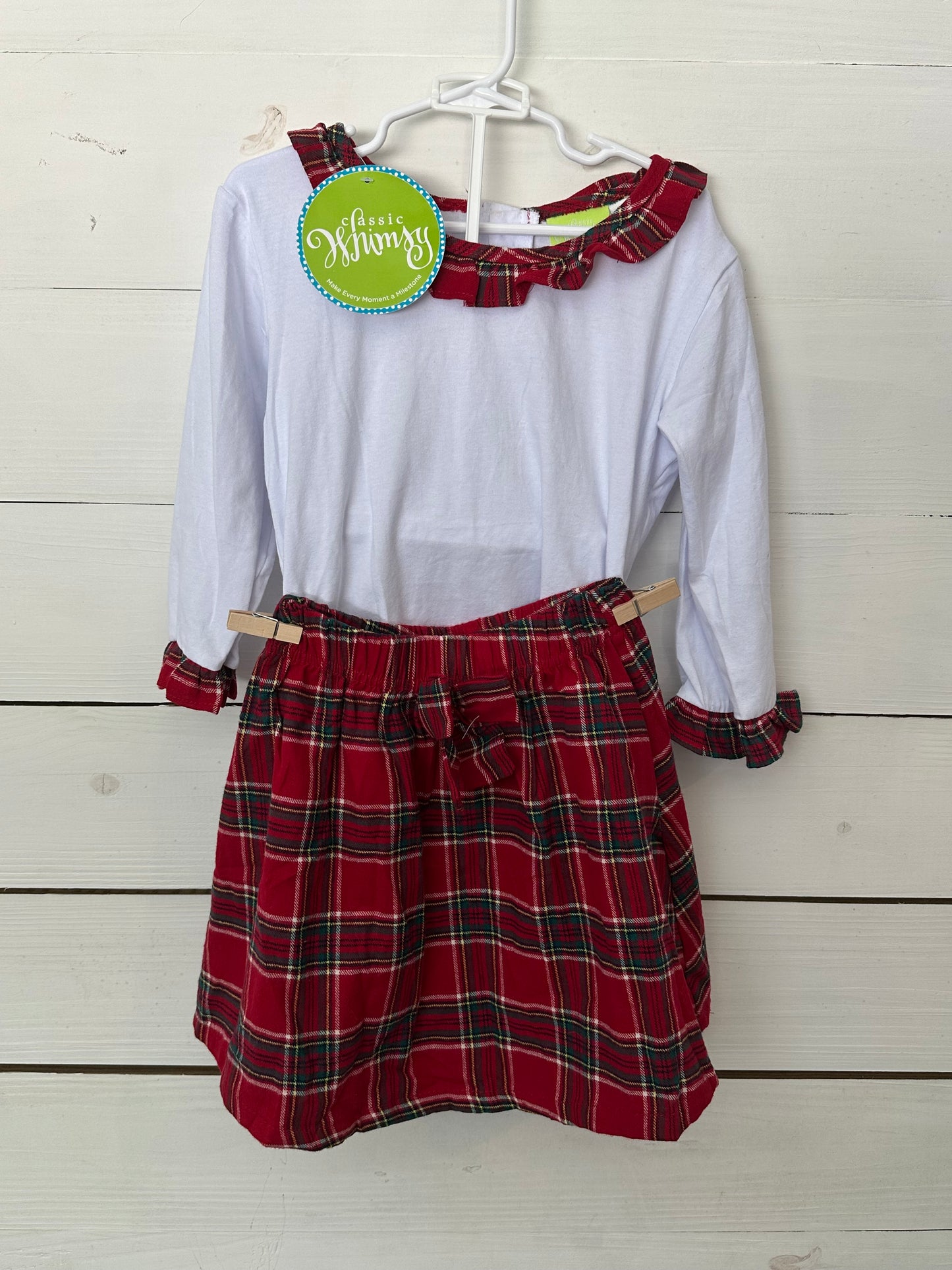 Classic Whimsy Christmas Plaid Shirt and Skirt