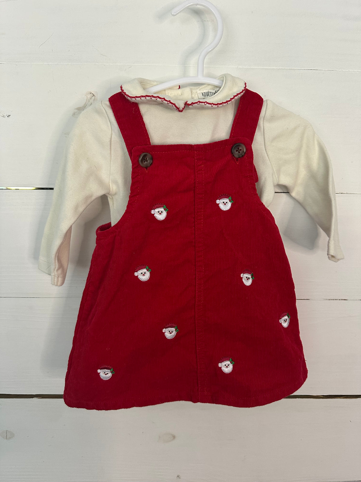 6M - Red Jumper with Embroidered Santa and Matching Top