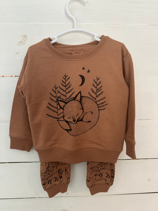 12-18M - Rylee + Cru Rust Fox Sweatshirt & Sweatpant Set