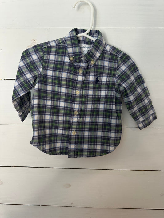 6m - Ralph Lauren Green & Navy Button Up