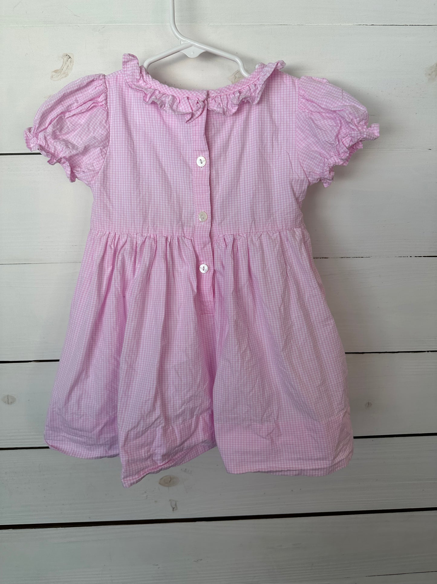 2T - Cecil & Lou Pink Gingham and Smocked Football Dresses