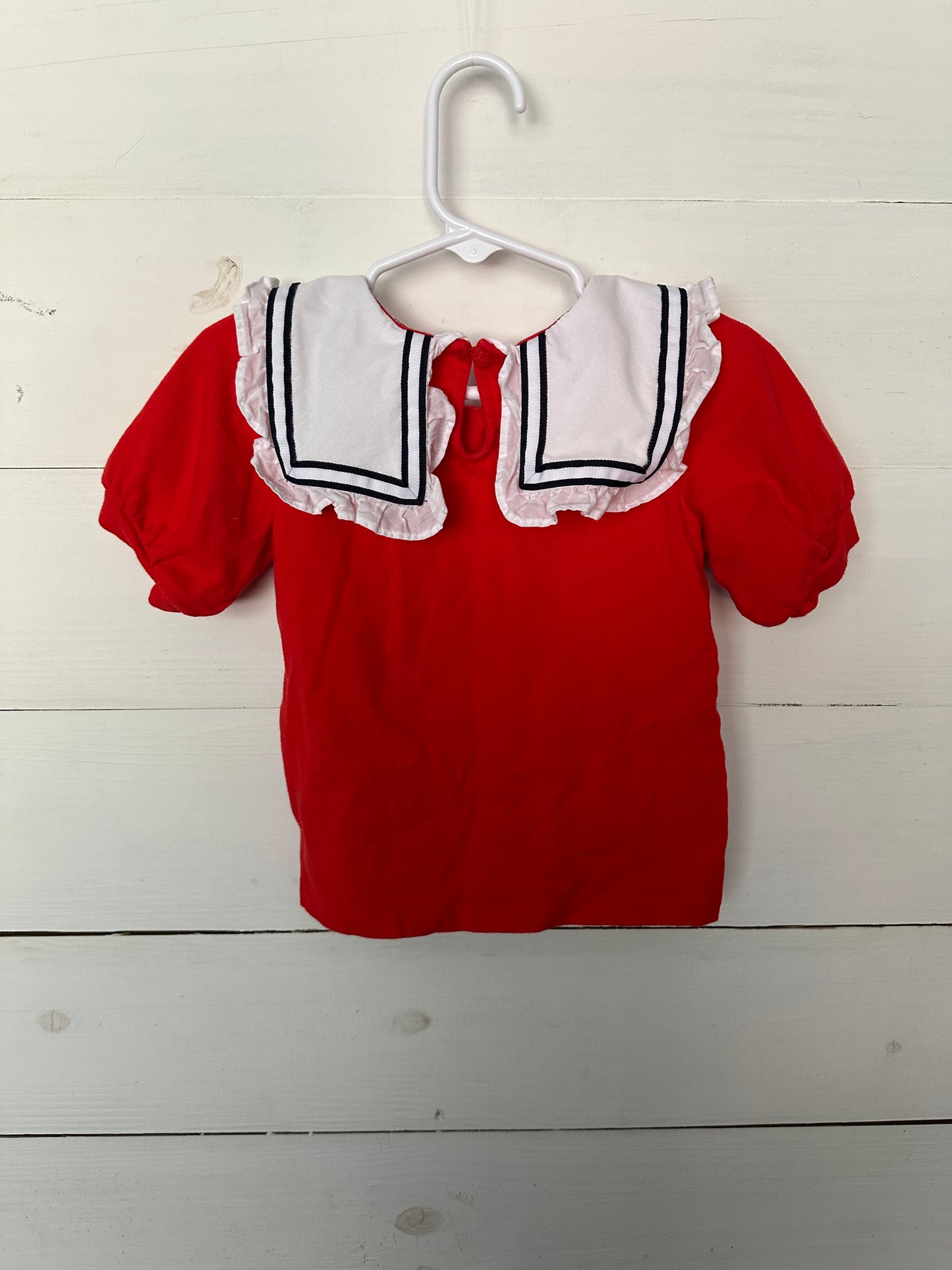3T - Janie & Jack Red Sailor Collared Shirt and Navy Blue Striped Pants