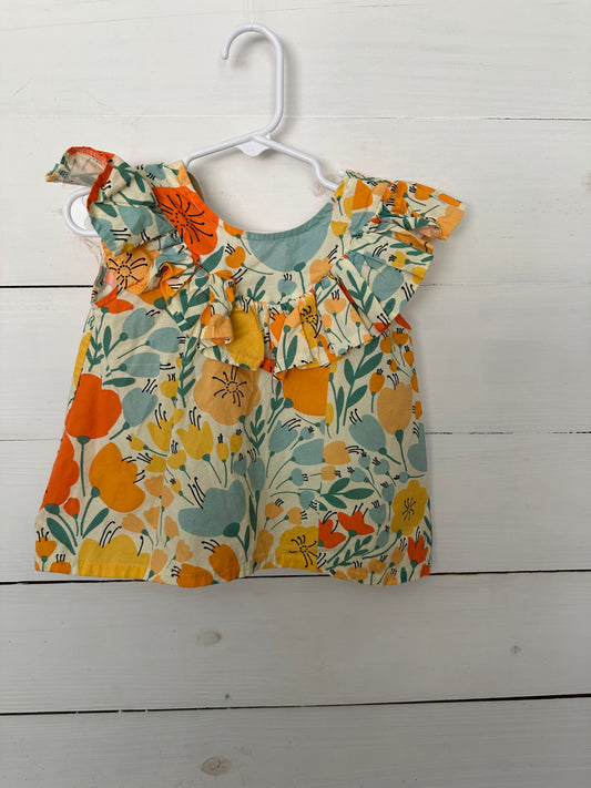 3- The Crafted Co - Orange and Green Floral Top