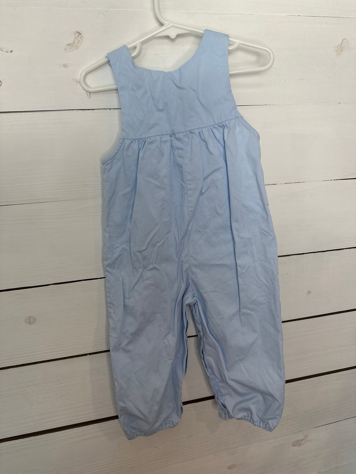 24M - Monday's Child Blue Overalls with Embroidered Sailboats