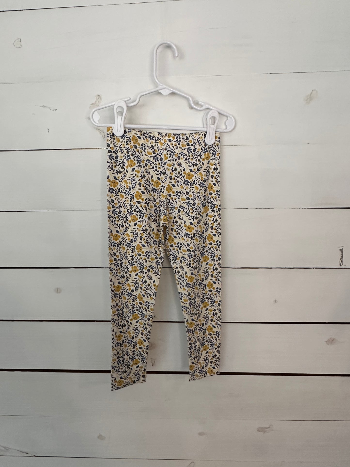4T - Blue Tunic with embroidered flowers and matching floral leggings
