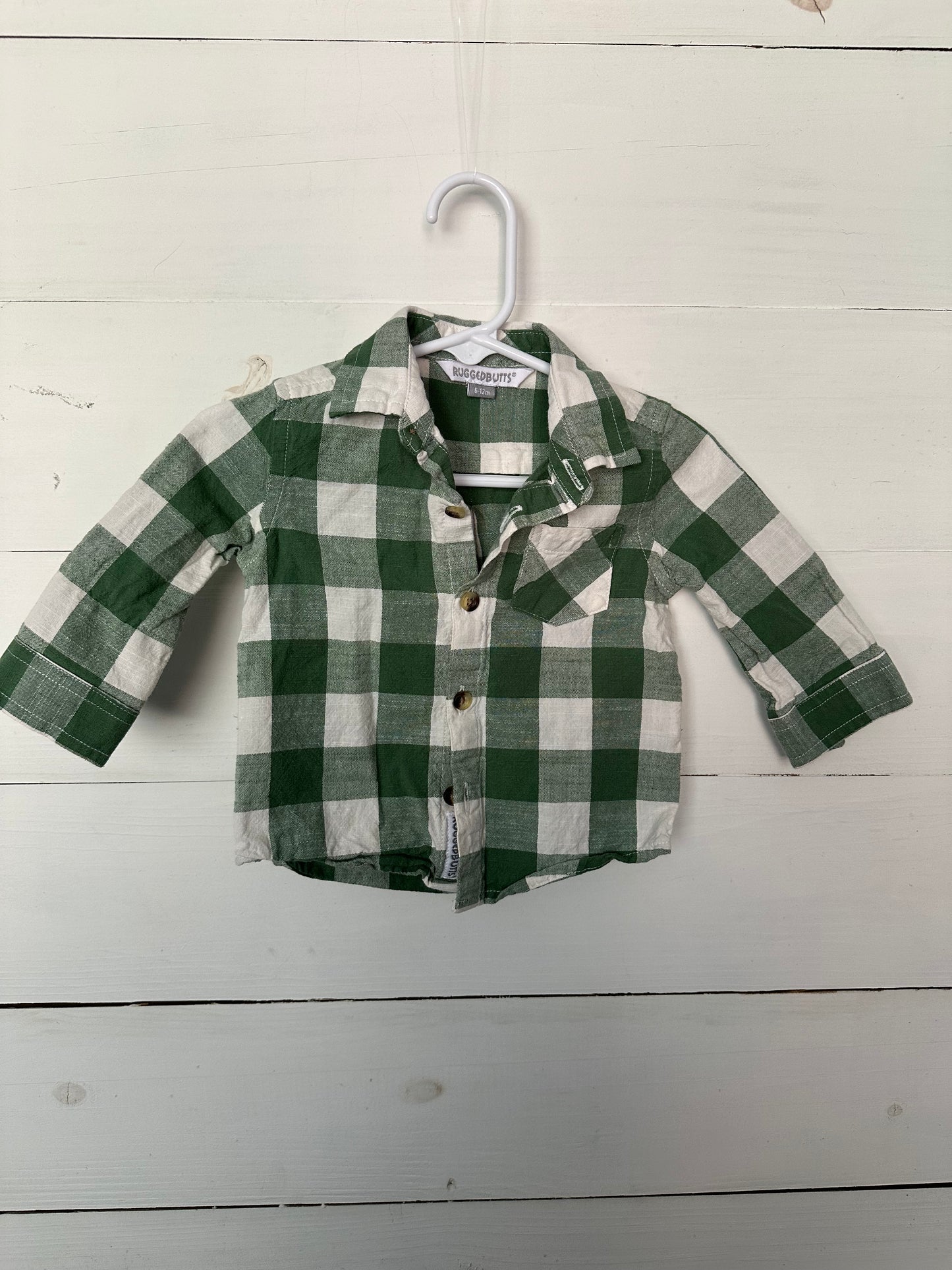Rugged Butts Green Plaid Button Up