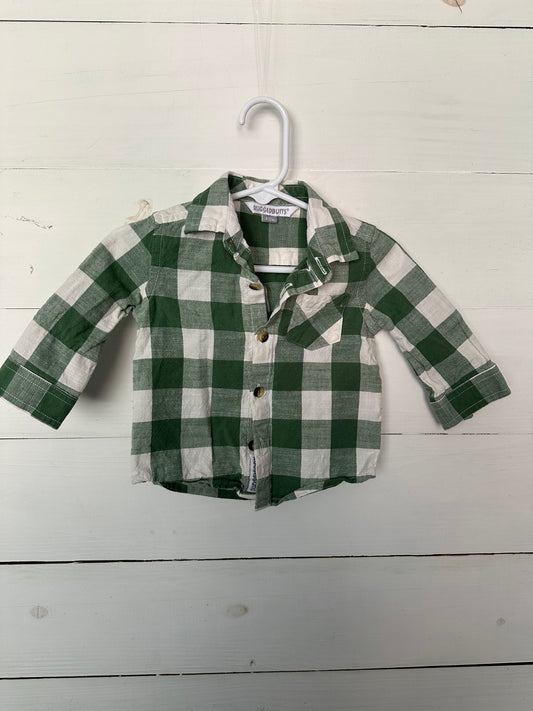 Rugged Butts Green Plaid Button Up