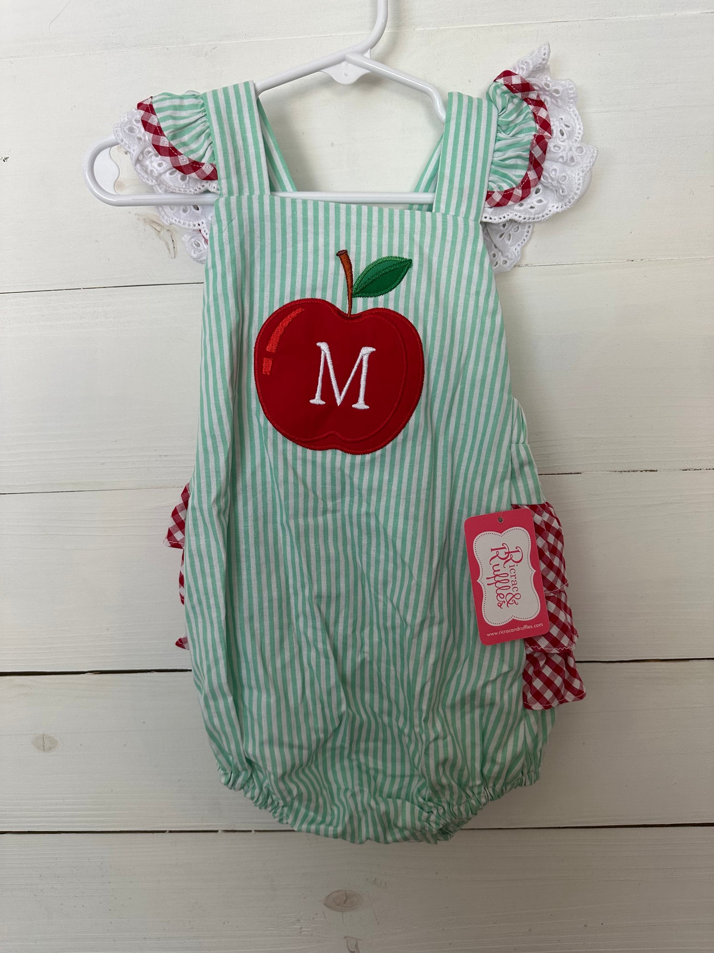 RicRac & Ruffles Back to School Bubble with personalized M apple