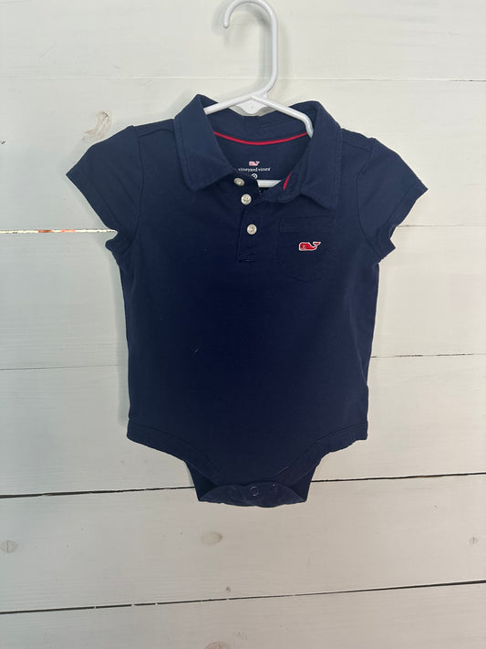6-9M - Vineyard Vines Navy Blue Collared Onesie