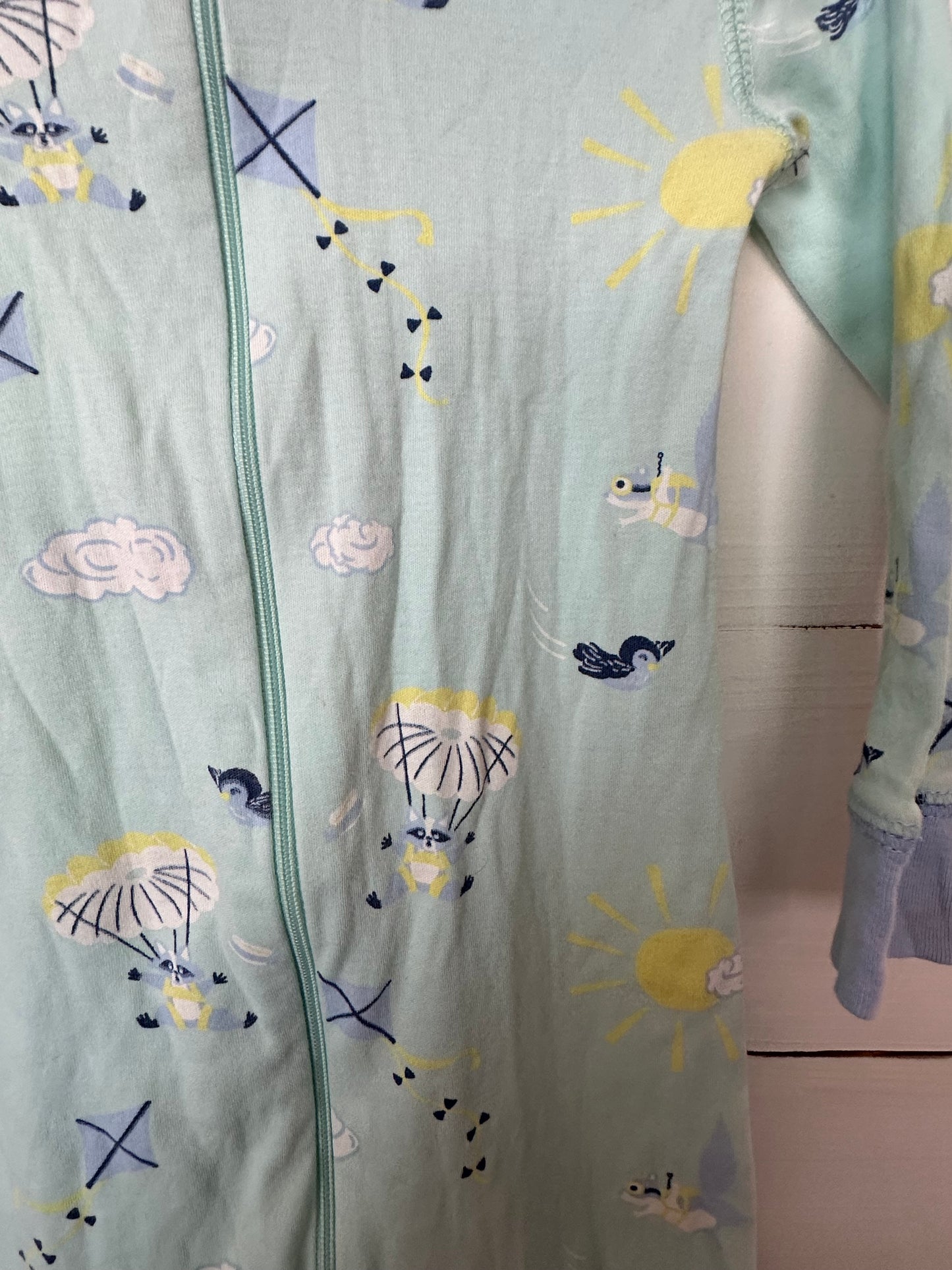 2T - TBBC One Piece Jammies - Racoons with parashutes and flying chipmunks