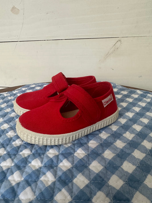 Cienta Red Velcro T Strap