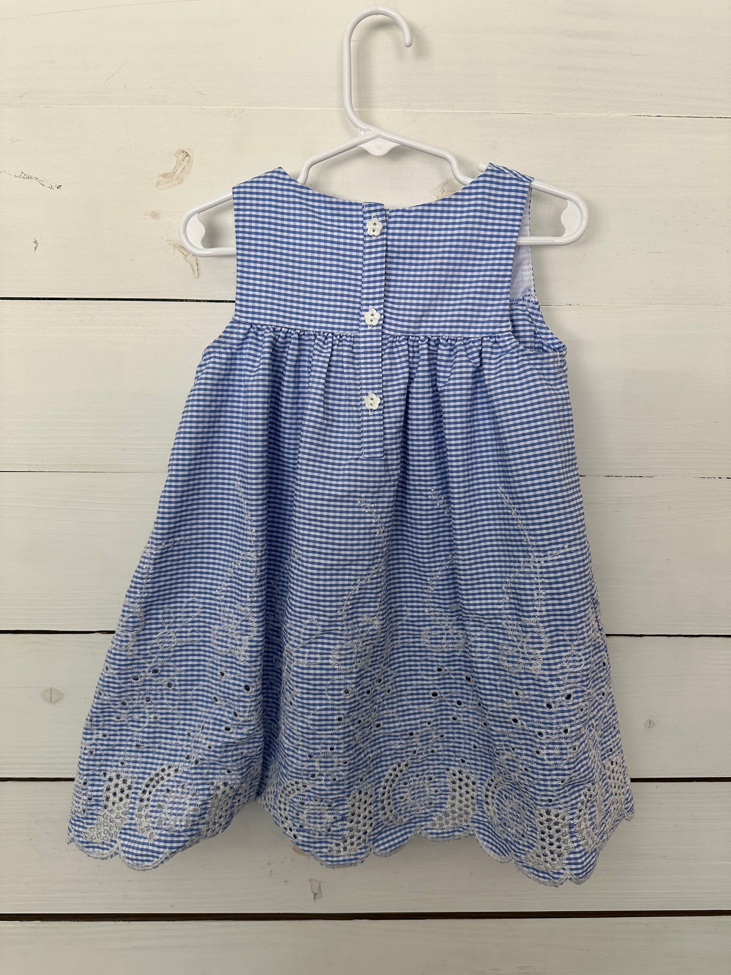 3T - Bonnie Jean Blue Gingham Dress with floral details