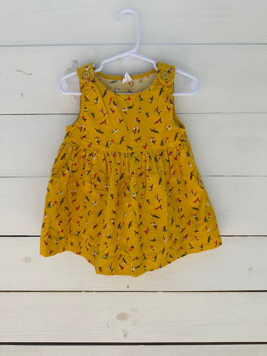 12/18 - Yellow Floral Corduroy Dress - Gap
