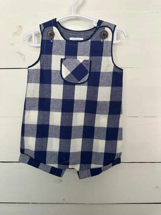 3-6M - Mud Pie Blue Buffalo Check Jon Jon