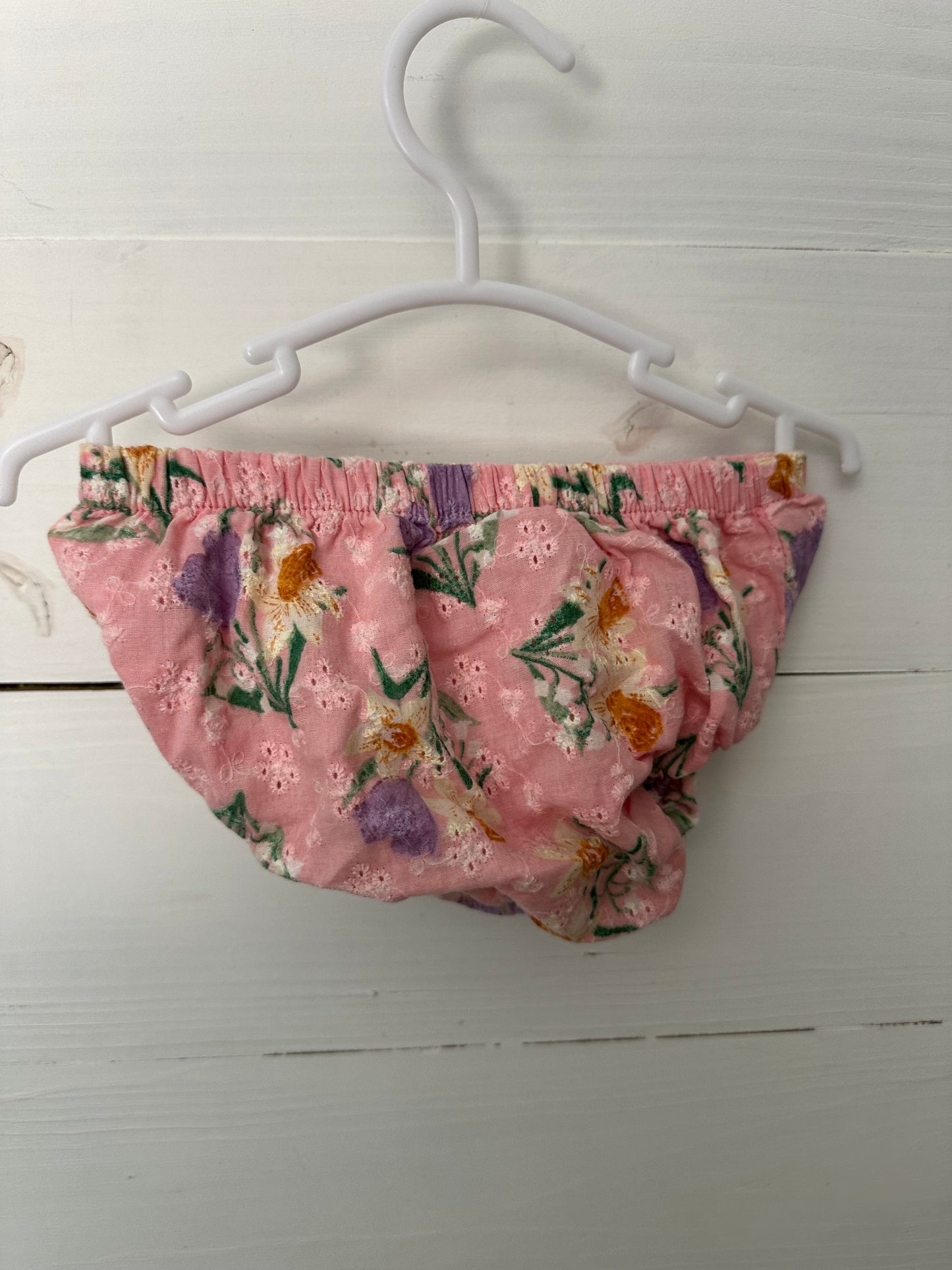 -18M - Angel Dear Pink Eyelet Floral Top & Bloomer Set
