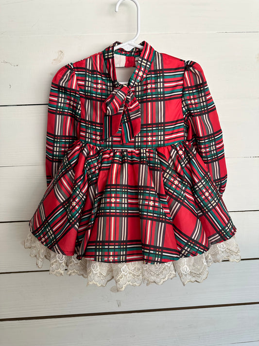 2T - Calluna Tartan Plaid Christmas Dress with Matching Bloomers